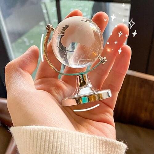 Round Earth Globe Crystal Earth Ornament Transparent Crafts Map Ornaments Mini Artificial Sphere Ball for Home Desk Decor