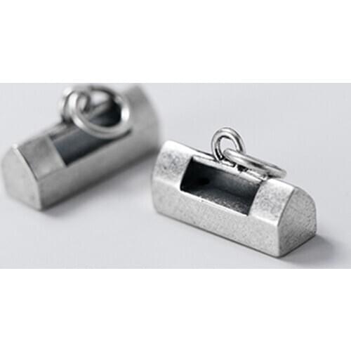 925 Sterling Silver Ancient Door Lock Design Stereo Charms Classic S925 Silver Necklace Bracelet Dangle Pendant DIY Jewelry Make