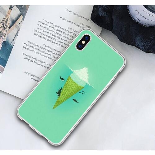 Summer Whales Ice Cream Soft Phone Case Coque For iPhone X XR MAX Iceburg Transparent Phone Cover For iPhone 8 7 Plus 5 6 Case