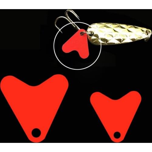 [100pcs/bag] Red Polypropylene Kicker Blades Heart Shape For Spoon Lures Treble Hooks Bass Fishing Accessories Size 21mm/16mm