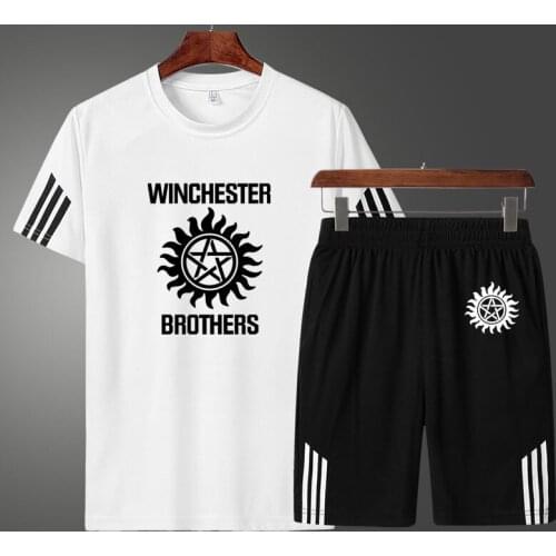 2021Summer Winchester Brothers Printing Casual Mens T-shirt High Quality Cotton Mens short sleeve + shorts two-piece suit