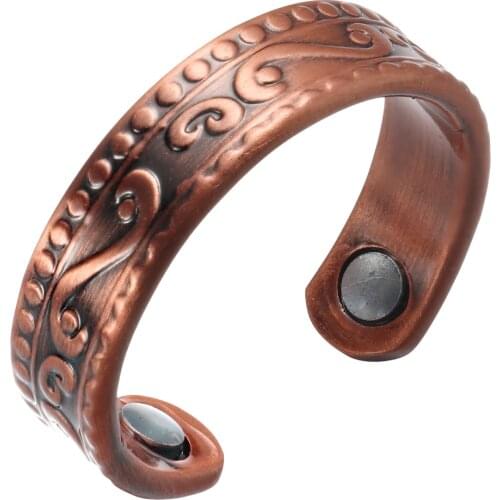 Oktrendy Magnetic Copper Rings for Women Vintage Open Cuff Adjustable Rings for Women Men Health Energy Ring Men Korea Jewelry