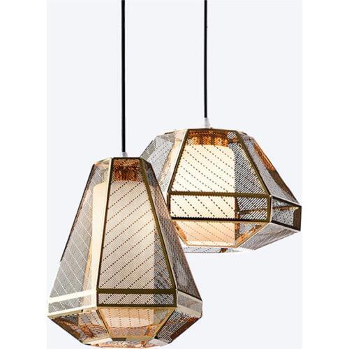 Personalized industrial wind glass, metal color western restaurant table, bar, stainless steel mesh chandelier