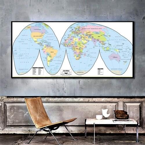 A2 Size 2001 Version The World Goode Projection HD Printed Spray Painting Canvas Unframed Wall Map For Home Decor