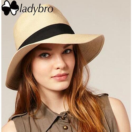 Ladybro Summer Womens Hat Wide Brim Beach Sun Hat Panama Straw Hat Men Fedora Hat Cap Sun Visor Cap Male Sombrero Chapeau Femme