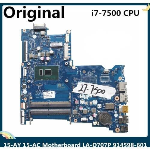 LSC For HP 15-AY 15-AC Laptop Motherboard CDL50 LA-D707P With SR2ZV I7-7500 CPU 914598-601 914598-001 DDR4 100% Tested