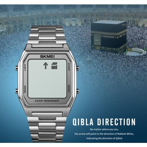 SKMEI LED Watches Men Watch Mens Wristwatches Direction Bookmark Digital City Data Male Qibla Muslim Watches relogio masculino