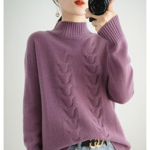 100% wool cashmere sweater womens autumn / winter 2020 warm soft high collar long sleeve knitted pullover womens sweater