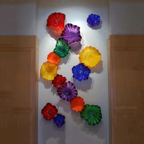 Luxury Art Deco Plates One Piece Handmade Murano Glass Wall Mounted ODM 100% Flower Wall Sconces for Home Hotel Decoration