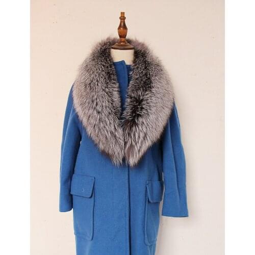 Natural silver fox fur collar coat real silver fox fur collar scarf mens and womens neck winter
