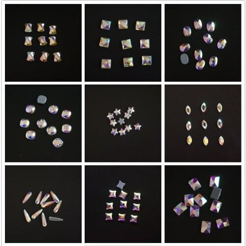 High Quality Round Multiple Shapes Glass Crystal AB Hotfix Rhinestone Flatback Clear AB Hotfix Rhinestone Iron On Garment BW069