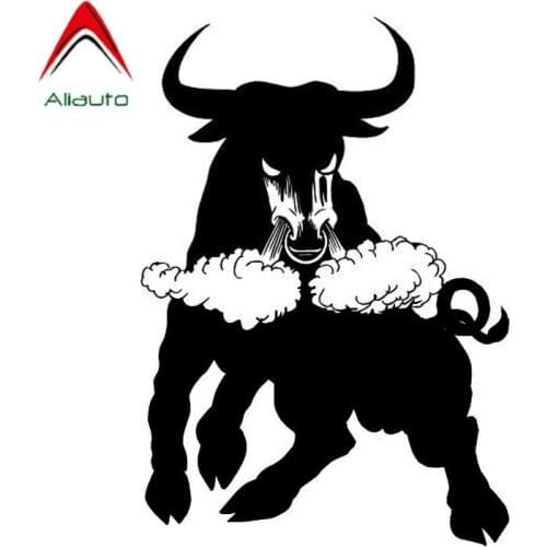 Aliauto Personality Funny Car Sticker Large Nostrils Bull Vinyl Sunscreen Anti-UV Reflective Decals Black/Silver,14cm*20cm