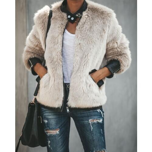 Winter Women Coat Soft Teddy Bear Long Sleeve Casual Fleece Plush Patchwork Comfortable Thick Warm Zip Up Jacket Outwear Coats