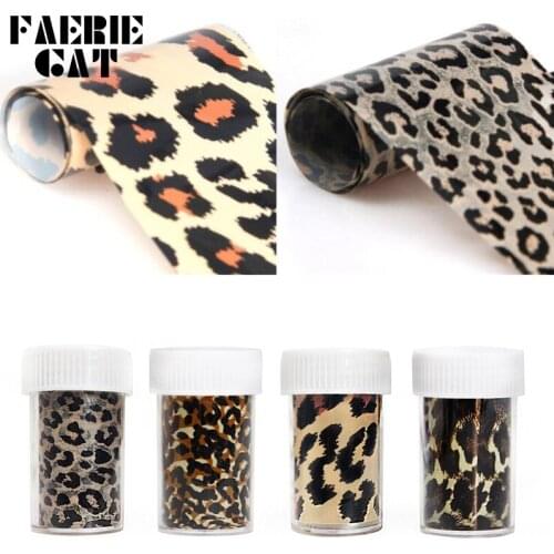 1 Bottle 4.5*100cm DIY Nail Leopard Snake Skin Print Sticker Nail Art Transfer Foils Starry Paper Gel Polish Tips Decor Decals