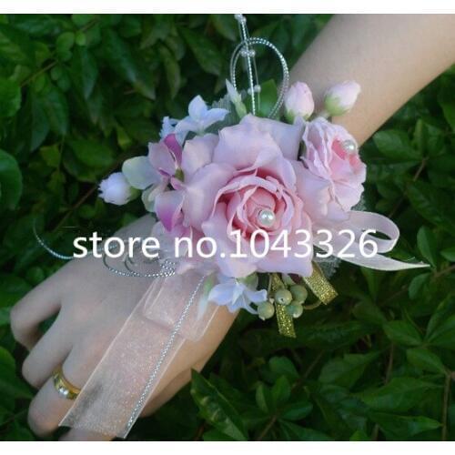 1pcs high quality wedding Party bridal rose Wrist flowers Bride wrist Corsage Bracelet Foam hand flower Wedding decoration
