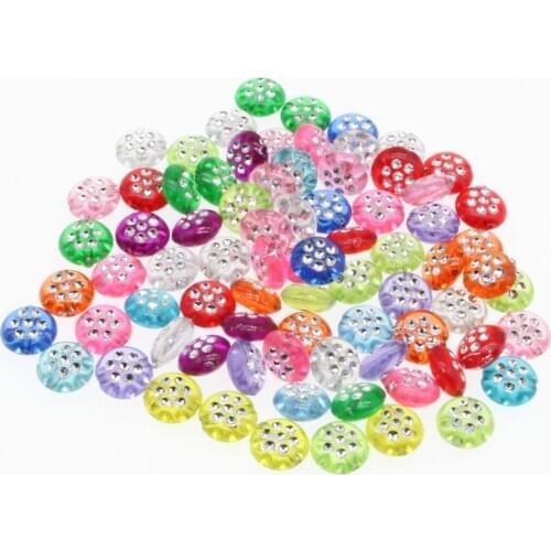 CHONGAI 100Pcs Fashion Transparent Mixed Flat Round Acrylic Spacer Beads Jewelry Making DIY Handmade Beads Accessories 10mm