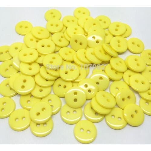 1000Pcs Light Yellow 11mm Round Buttons Resin 2 Holes Button Embellishments For Sewing Scrapbooking Embellishments