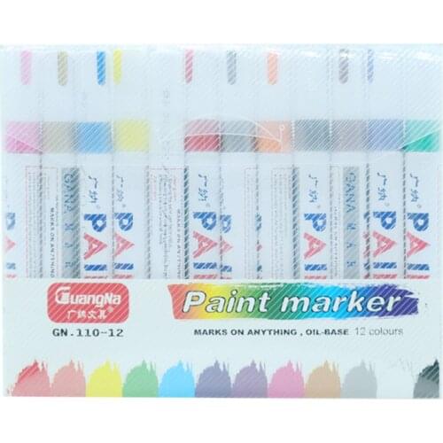 12pcs/lot colorful Waterproof pen Car Tyre Tire CD Metal Permanent Paint markers Graffiti Oily Marker Pen stationery office