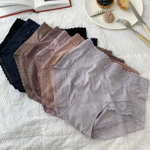 3PCS Sexy Lace Panties Big Size 55-70kgs Elegant Women Briefs Underwear Ladies Panty Mid-Rise Underpants Lingerie Intimates