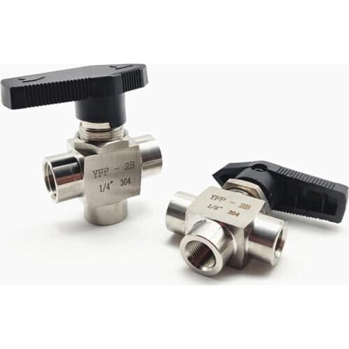 304 Stainless Steel 1/8" 1/4" 3/8" 1/2" 3/4" BSP Female Thread Three 3 Way Pipe Fitting High Pressure Ball Valve