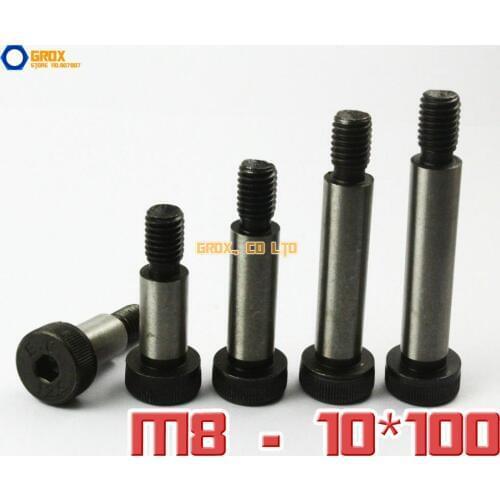 2 Pieces M8 Threaded 10 x 100mm 12.9 Grade Alloy Steel Hexagon Socket Head Shoulder Screw Bolt