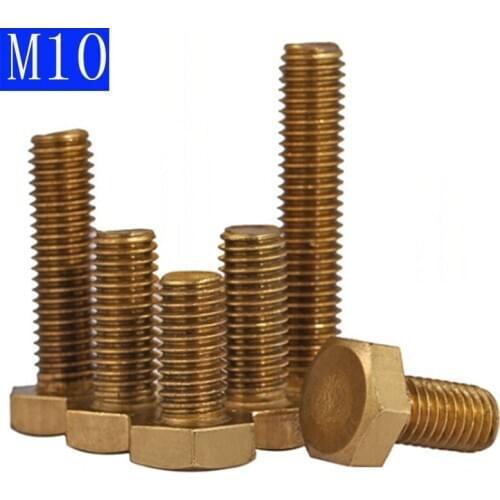M10 - 1.5 10mm Solid Brass Hex Head Cap Screws Bolt Hex Tap Bolts Full Thread DIN933