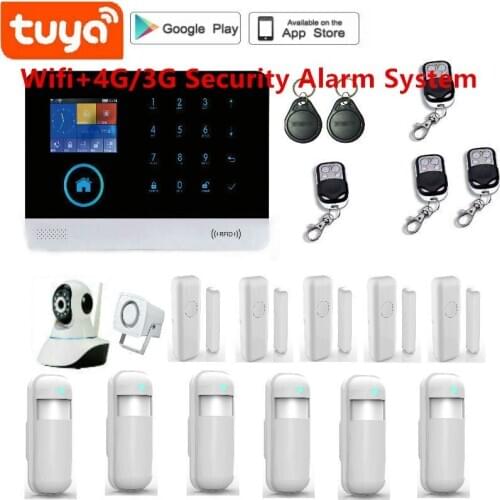 Home Alarm System Wifi 4G Alarm Intercom Remote Control Autodial 433MHz Detectors IOS Android Tuya APP Control Touch Keyboard