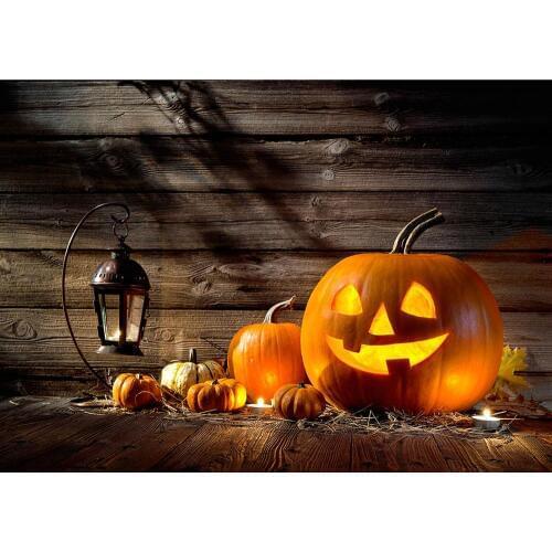 Halloween Pumpkins Lamp Wooden Board Photo Backdrop Custom Background for Children Baby Photocall Photobooth Photography Props