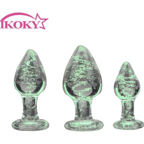 IKOKY Luminous Glass Butt Plug Anal Plug Toys for Adults Sex Anal Beads Sex Toys for Couples Anal Dilators Sex Shop