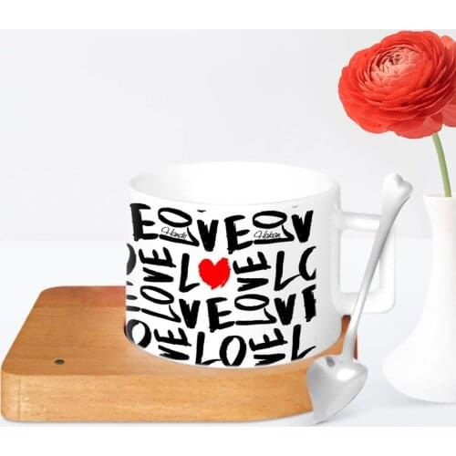 Personalized Valentines Day Design Wood Altlıklı Ceramic Cup-74