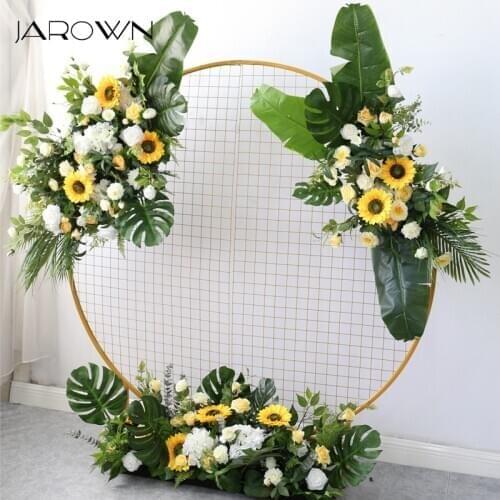 JAROWN Artificial Flowers Warm Sunflower Flower Row Flower Ball Wedding Flowers Stand Decoration Arch Home Party Banana Leaf