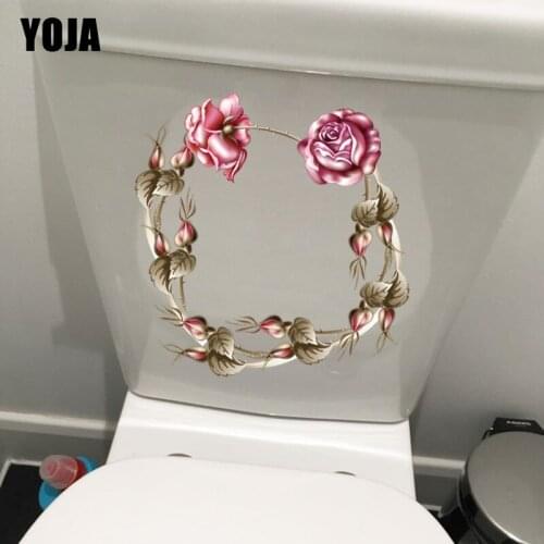YOJA 22.7*21.1CM Creative Rose Garland Home Bedroom Wall Sticker Fashion Toilet WC Decor T1-1136