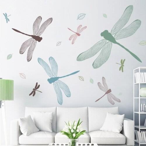 Creative Dragonfly Wall Stickers Living Room Bedroom Decoration Sofa Background Art Wall Decal DIY Vinyl Mural Art Wallpaper