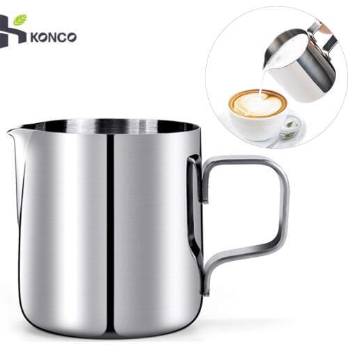 KONCO 150ml Stainless Steel Milk Frothing Pitcher Coffee cup Boiler Cup Jug Creamer for Barista Espresso Machines