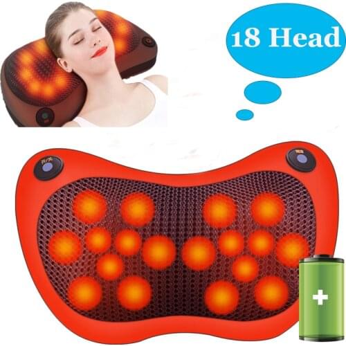 18 Head Massage Pillow Massager For Neck Car Home Cervical Shiatsu Massage Electric Heating Infrared Therapy Back Massager