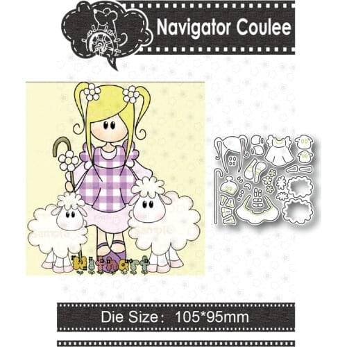 Metal Cutting Die Girl Lamb Died in Scrapbook Die Cutting Die Craft Supplies Cutting Decoration Stamps and Die 2021