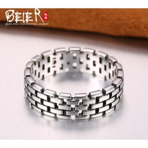 Beier sterling jewelry 2015 high polished simple geometric design man and women ring BR925R061