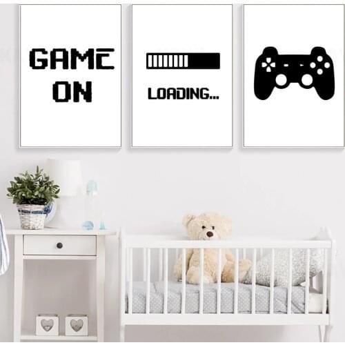 Game Loading Canvas Poster Gaming Wall Art Print Gamer Quotes Wall Painting Boys Room Decorative Picture Baby Kids Room Decor