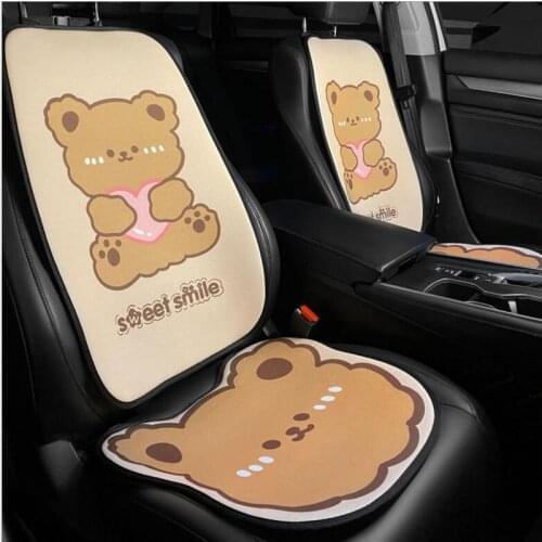 2021 New Fashion Cartoon Bear Ice Silk Butt Pad Breathable Anti-skid Car Seat Cushion Mat Car Supplies Female