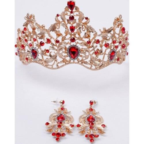New bride jewelry set wedding Tree flower crown with earrings accessoriese baroque crown crystal hairband Luxury bridal jewelry