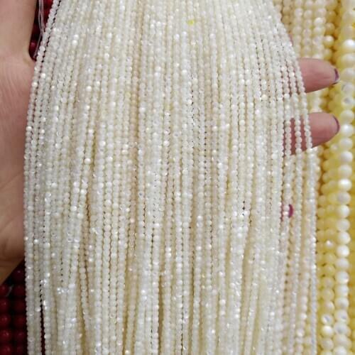 Wholesale Natural Shell Beads White Round Shell Stone Bead for Jewelry Making DIY Bracelet Necklace Small Beads Strand 15.5