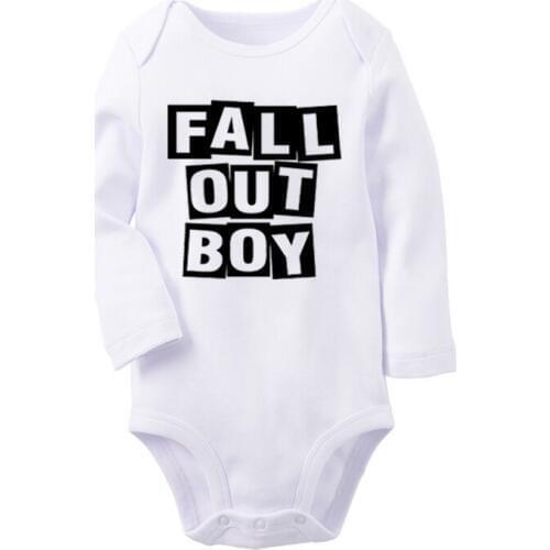 Fall Out Boy FOB Rock Band Design 0-12M Newborn Baby Boys Girls Outfits Long Sleeve Jumpsuit Cotton Print Infant Bodysuit