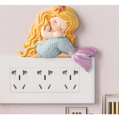 Switch Stick Wall Socket Stick Creative Mermaid Living Room Switch Cover Bedroom Switch Stick Protective Cover Home Decoration