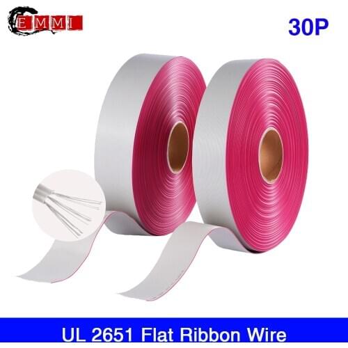 76 meter 1.27mm Pitch Gray Flat Ribbon Cable Wire 30Pin UL2651 28AWG 7*0.127mm 300V for 2.54mm IDC Connector/LED display screen