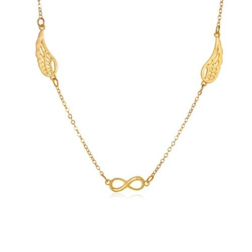 Hollow 8 Word Heart Wings Pendant Necklace For Women Gold Color Long Clavicle Chain Necklaces Collar Collier Statement Jewelry