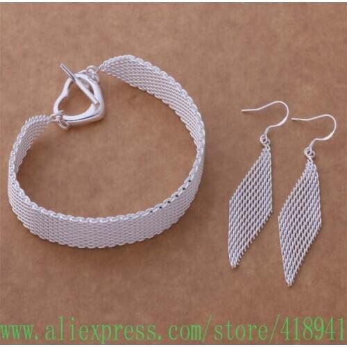 Silver Plated Jewelry Sets Earring 143 + Bracelet 263 /ecvamuca bdxajvea AS175