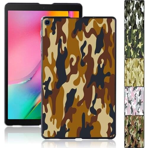 For Samsung Galaxy Tab A 10.1 2019 T510 T515 Camouflage Pattern Durable Plastic Protective Tablet Hard Shell Case + Free Stylus