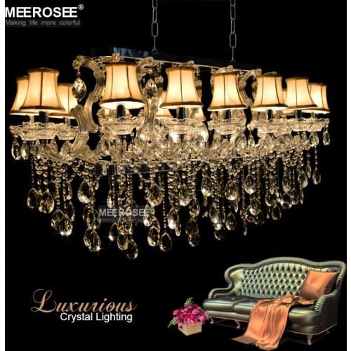 Rectangle Crystal Chandelier Light Fixture modern Chrome Crystal Hanging lustre for Hotel Restaurant Living Room MD32011