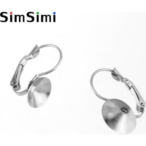 10/12mm; 0.39/0.47inch Stainless steel earring Cone base tray Cabochon Cameo Setting Blank base 100pcs