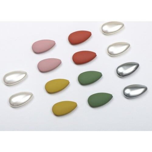 Rubber glossy shell imitation pearl half-hole flat water drop pendant diy handmade jewelry earrings accessories material